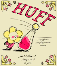 a poster for huff with a girl holding a flower