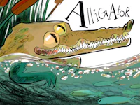 an illustration of an alligator in the water